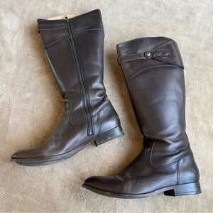 FRYE | Melissa Full Zipper Dark Brown Knee-High Leather Riding Boots Womens 12